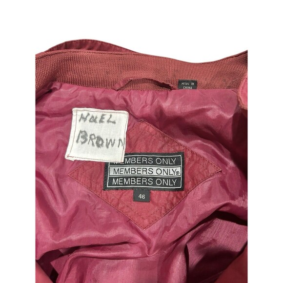 Vintage Members Only Bomber Jacket Red Burgundy Size 46 Mens 80s Long Sleeved - Picture 4 of 4